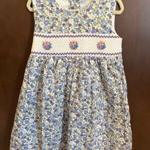 Girls Smocked Floral Dress